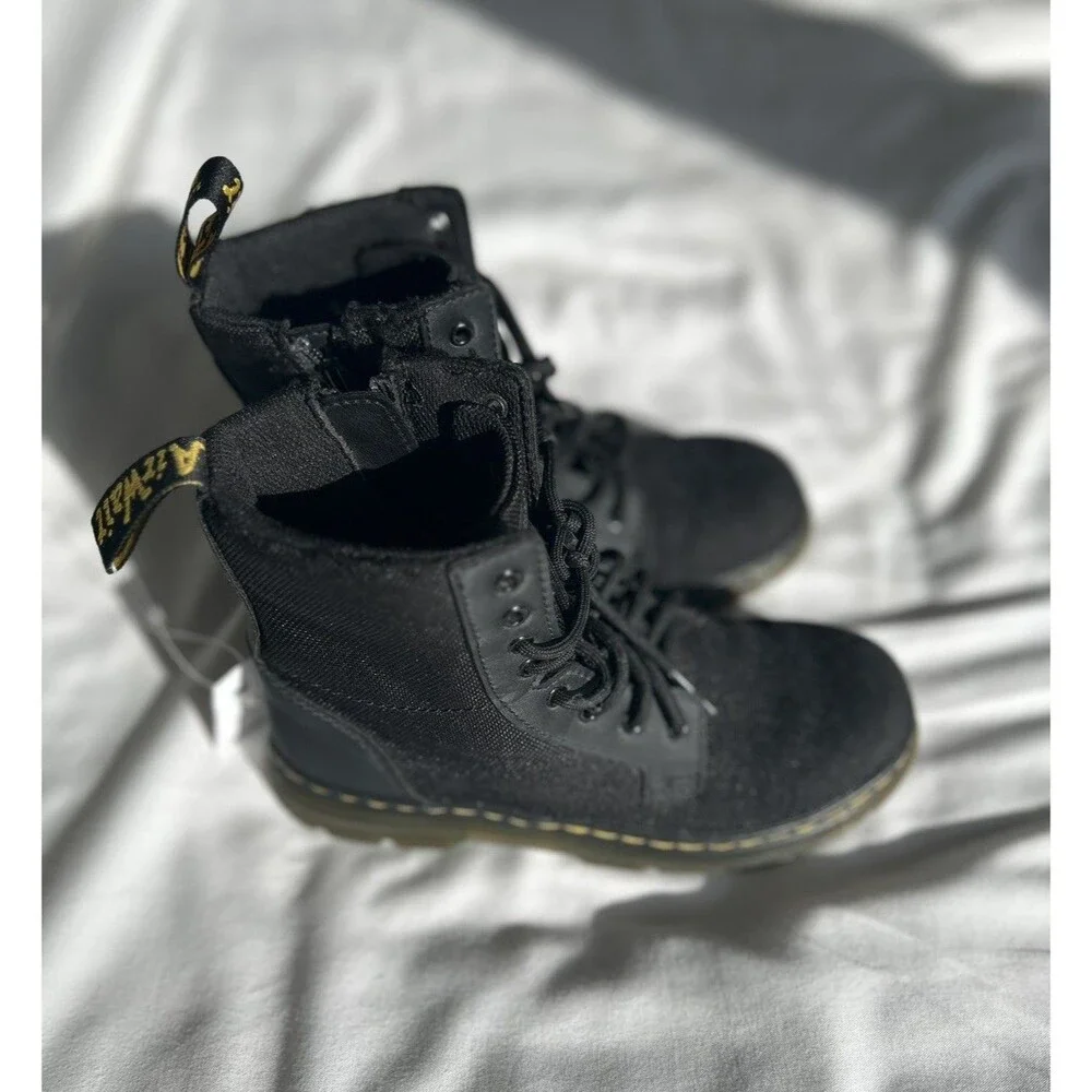 Dr Martens Boots Kids Size 2 Combs J Junior Canvas Black Doc Zip Youth